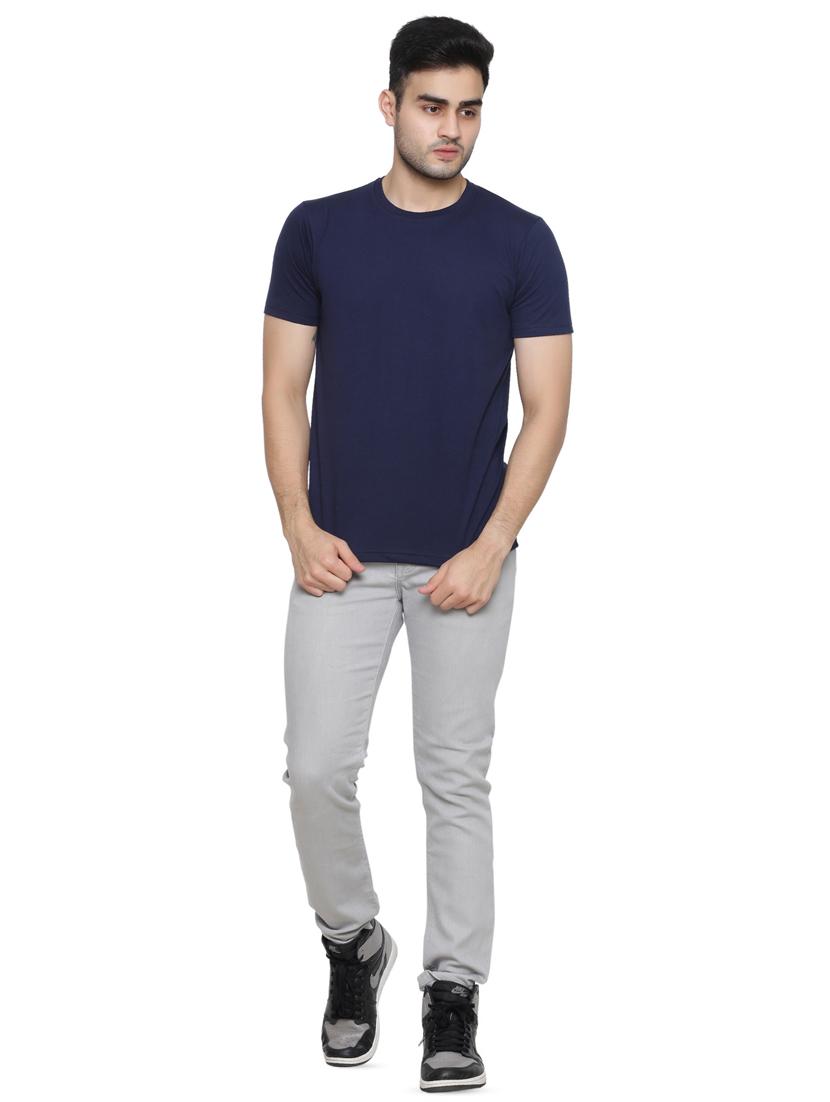 navy blue solid t-shirt - 16671226 - Zoom Image - 4