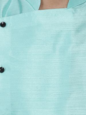 blue dupion solid asymmetric kurta - 16671769 - Standard Image - 4