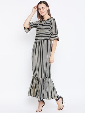 bell sleeved striped maxi dress - 16672066 - Standard Image - 2
