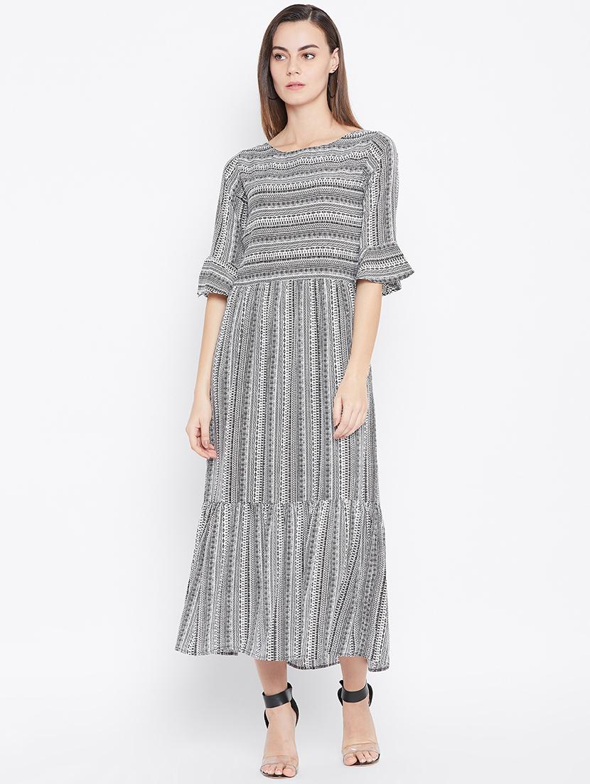 bell sleeved stripes maxi dress - 16672068 - Zoom Image - 1