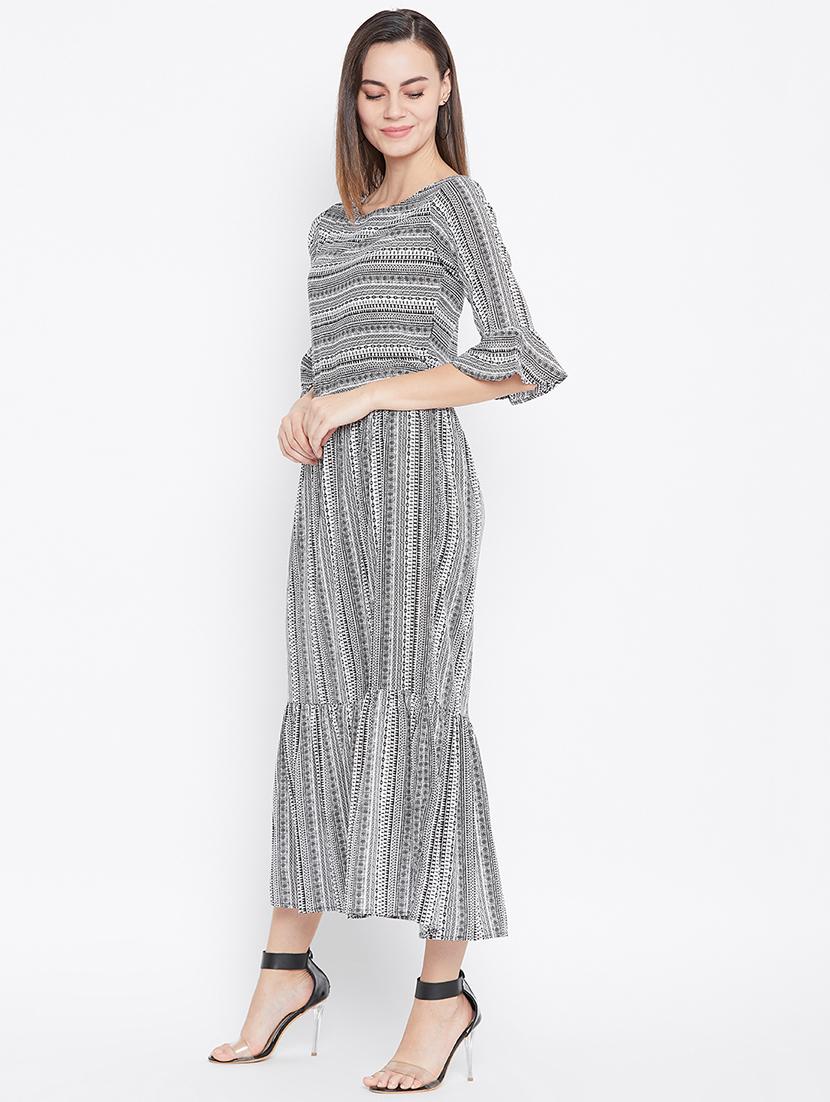 bell sleeved stripes maxi dress - 16672068 - Zoom Image - 2