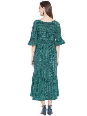 boat neck bell sleeved gathered dress - 16672069 - Standard Image - 3