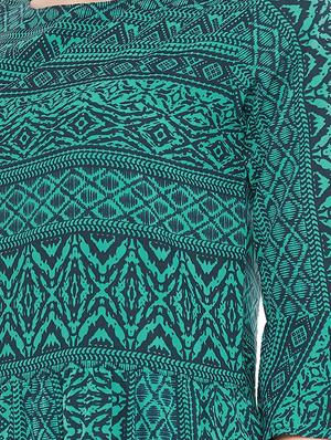 boat neck bell sleeved gathered dress - 16672069 - Standard Image - 4
