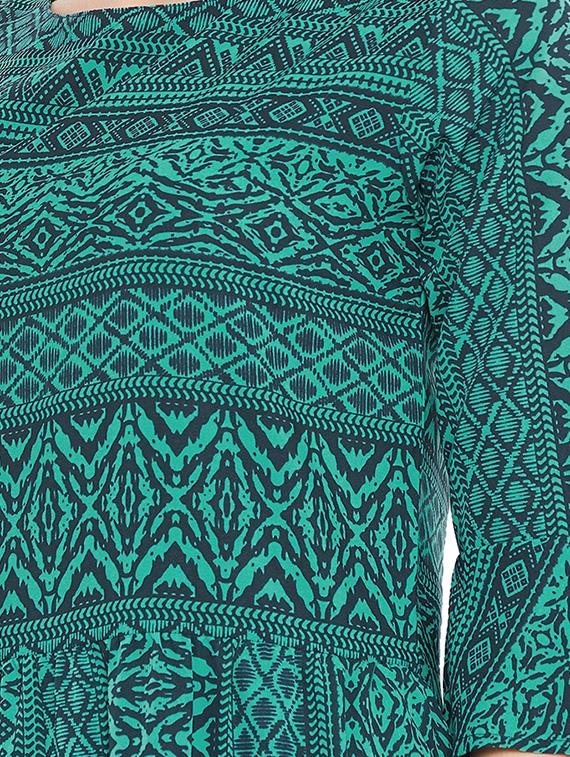 boat neck bell sleeved gathered dress - 16672069 - Zoom Image - 4
