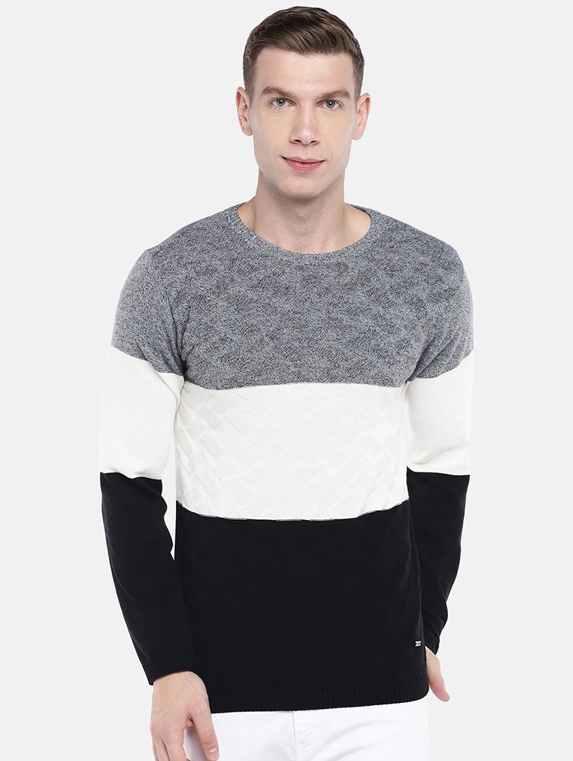 white color block pullover - 16672129 - Zoom Image - 1