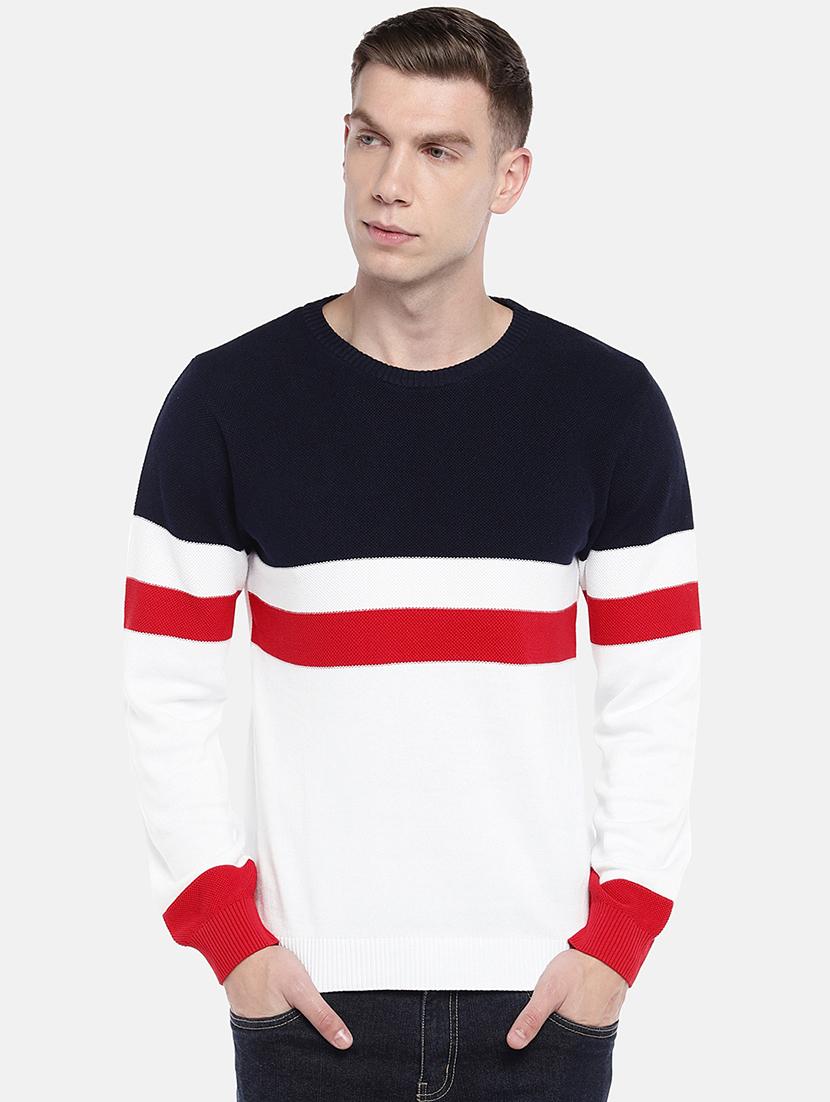 white color block pullover - 16672156 - Zoom Image - 1