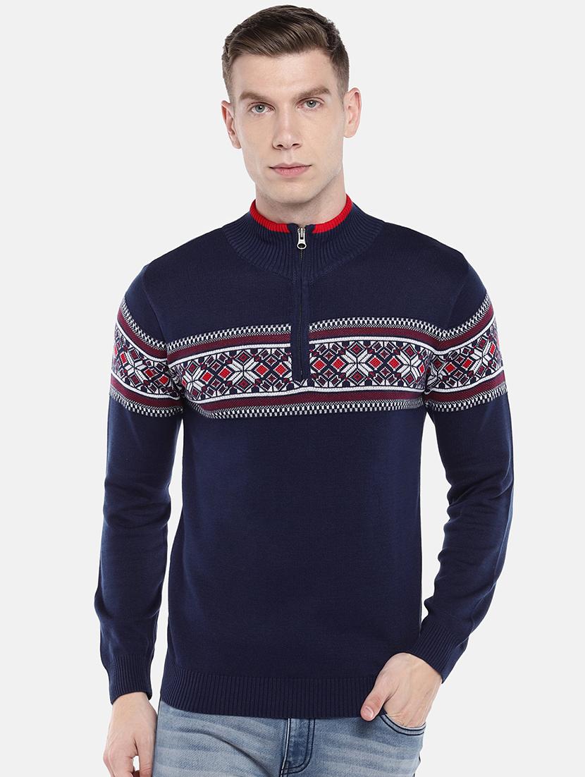 blue geometric print pullover - 16672161 - Zoom Image - 1
