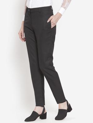 high rise striped flat front trouser - 16672316 - Standard Image - 2