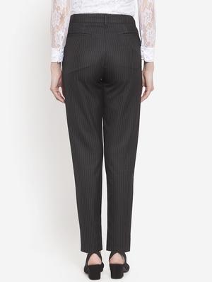 high rise striped flat front trouser - 16672316 - Standard Image - 3