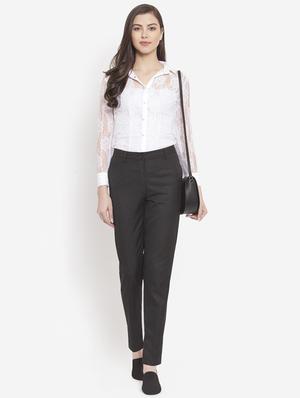 high rise striped flat front trouser - 16672316 - Standard Image - 4