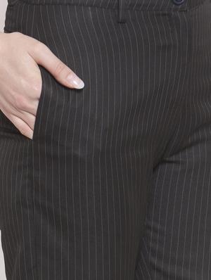 high rise striped flat front trouser - 16672316 - Standard Image - 5