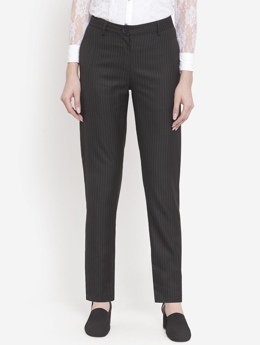 high rise striped flat front trouser - 16672316 - Zoom Image - 1
