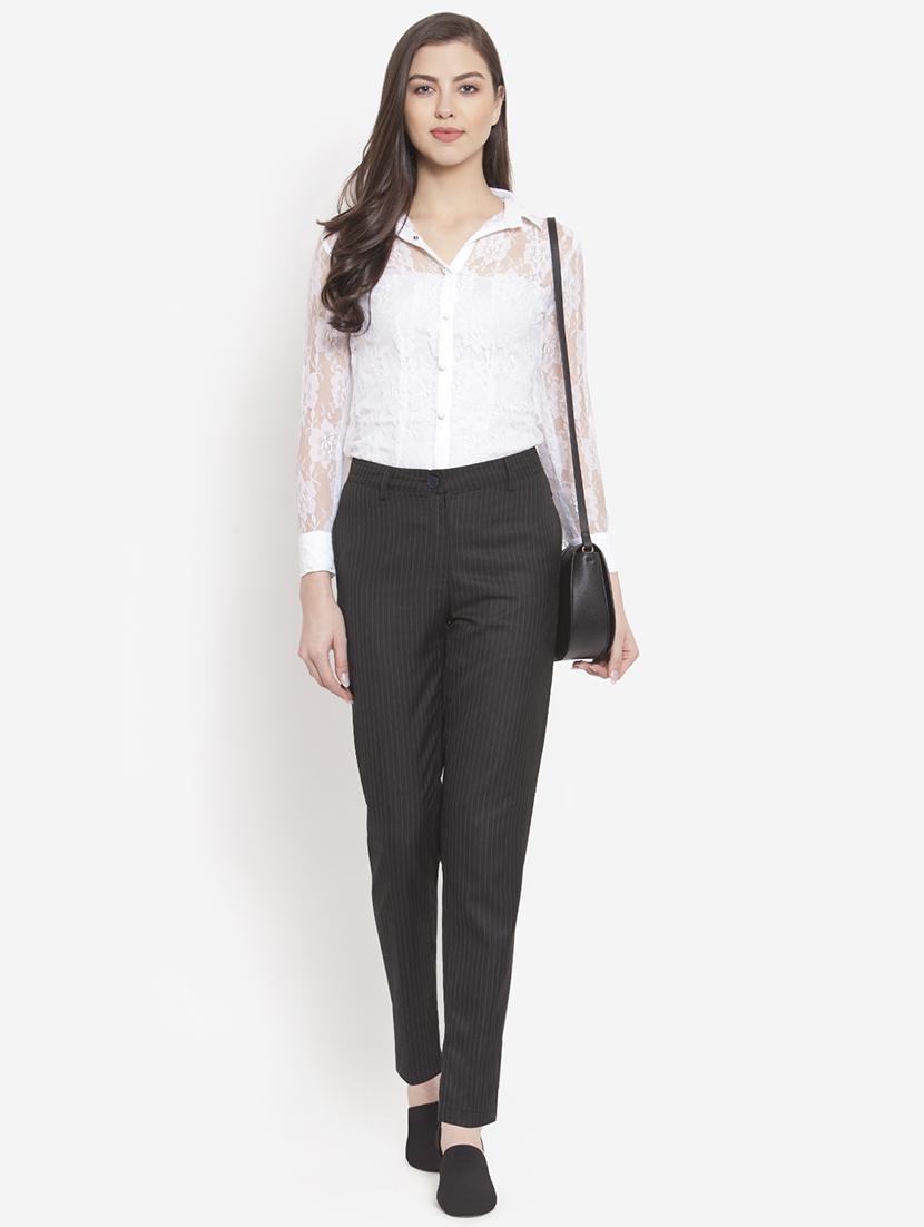 high rise striped flat front trouser - 16672316 - Zoom Image - 4