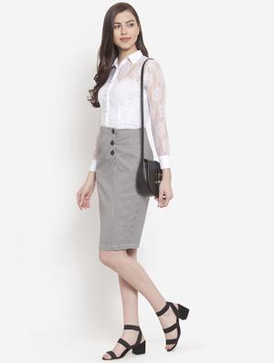 high rise hounds-tooth pencil skirt - 16672391 - Standard Image - 4