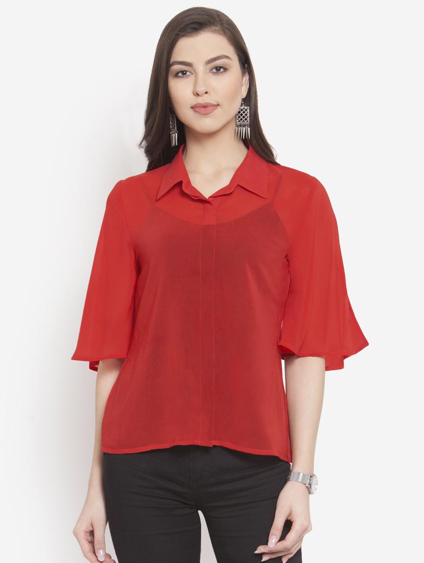 concealed placket long sleeved top - 16672487 - Zoom Image - 1