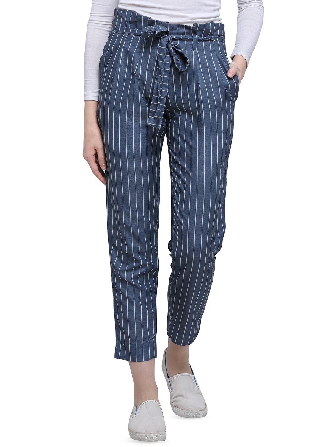 tie up waist striped trouser - 16672690 - Zoom Image - 1