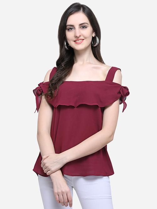 cold shoulder side tie up top - 16672698 - Standard Image - 1