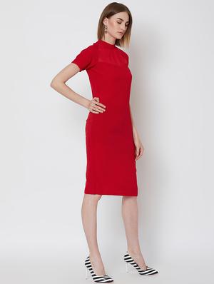 mock neck solid sheath dress - 16672760 - Standard Image - 2