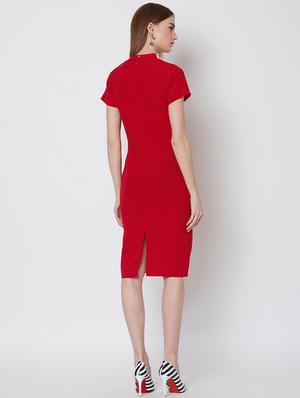 mock neck solid sheath dress - 16672760 - Standard Image - 3