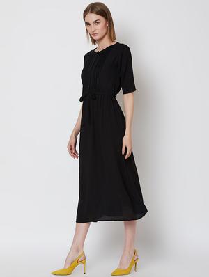 tie front gathered a-line dress - 16672762 - Standard Image - 2