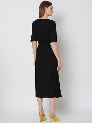 tie front gathered a-line dress - 16672762 - Standard Image - 3