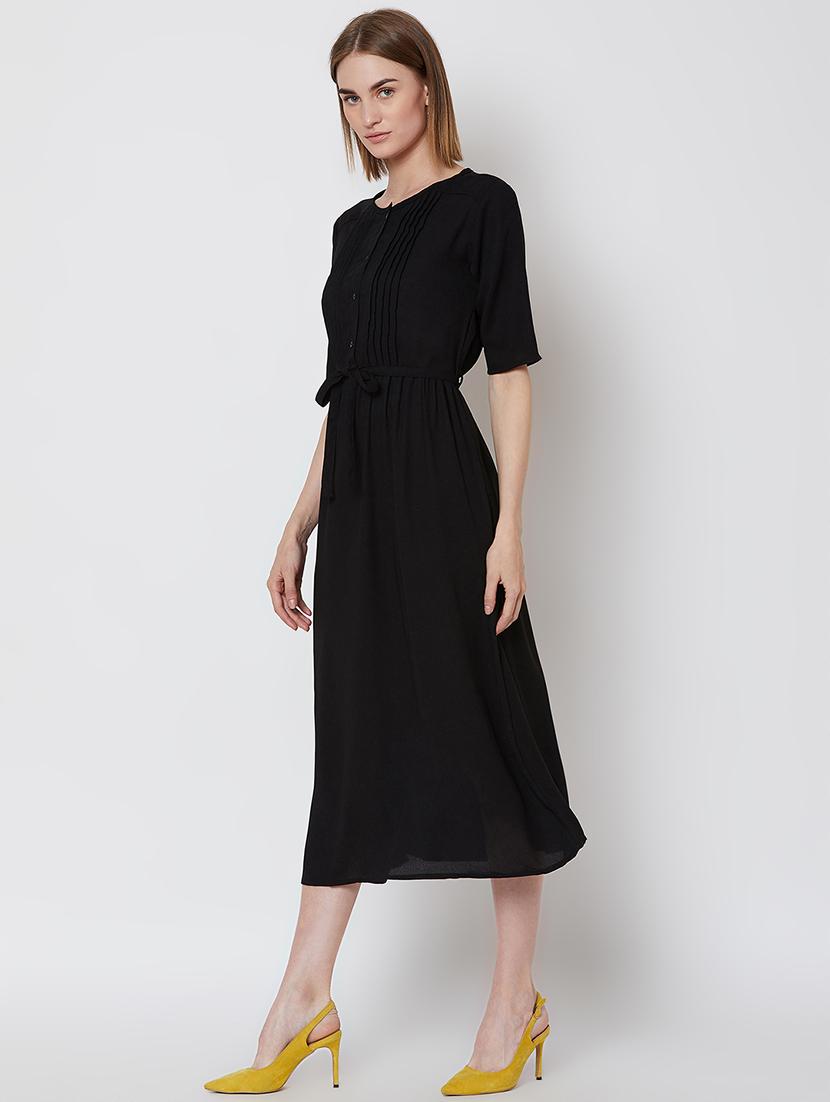 tie front gathered a-line dress - 16672762 - Zoom Image - 2