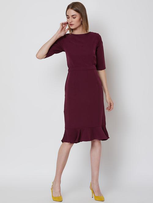 mock neck ruffle sheath dress - 16672770 - Standard Image - 1