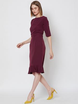 mock neck ruffle sheath dress - 16672770 - Standard Image - 2
