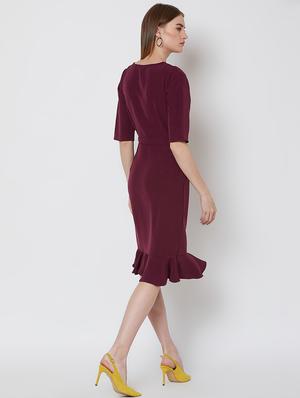 mock neck ruffle sheath dress - 16672770 - Standard Image - 3