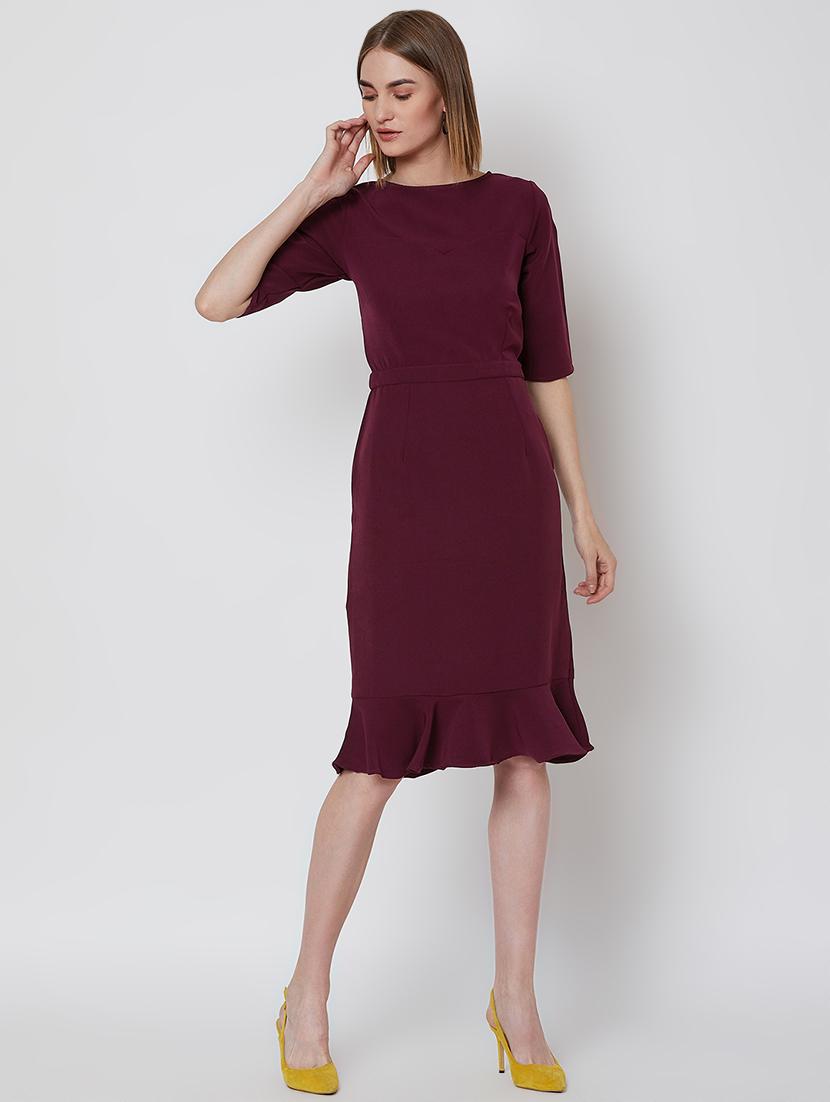 mock neck ruffle sheath dress - 16672770 - Zoom Image - 1
