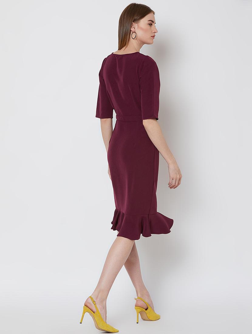 mock neck ruffle sheath dress - 16672770 - Zoom Image - 3