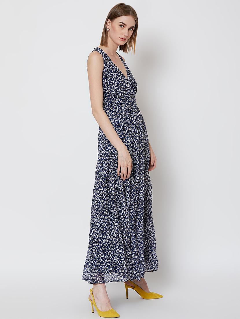 v neck floral belted maxi dress - 16672774 - Zoom Image - 2