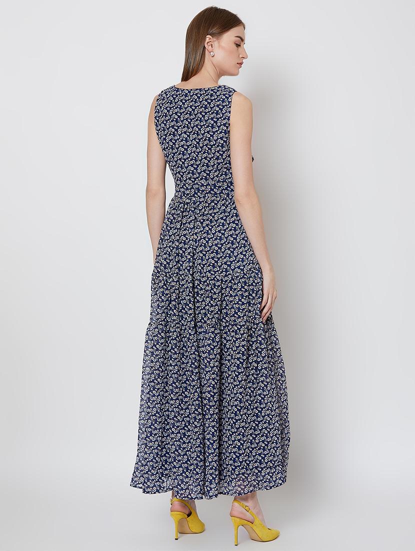 v neck floral belted maxi dress - 16672774 - Zoom Image - 3