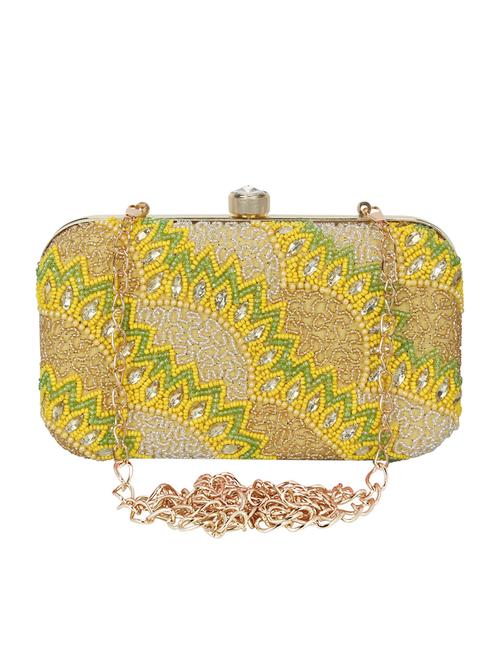 yellow faux silk box clutch - 16672782 - Standard Image - 1