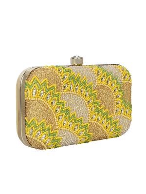 yellow faux silk box clutch - 16672782 - Standard Image - 4