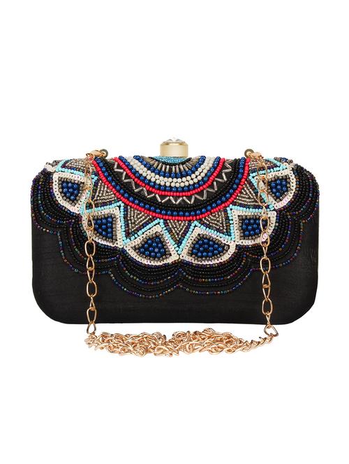 black faux silk box clutch - 16672784 - Standard Image - 1
