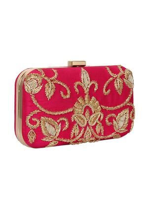 pink faux silk box clutch - 16672786 - Standard Image - 4