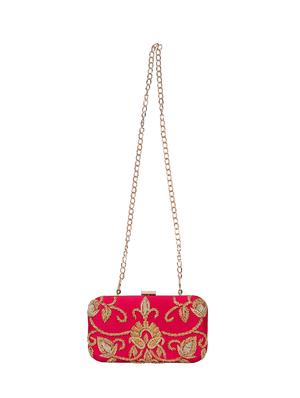 pink faux silk box clutch - 16672786 - Standard Image - 5
