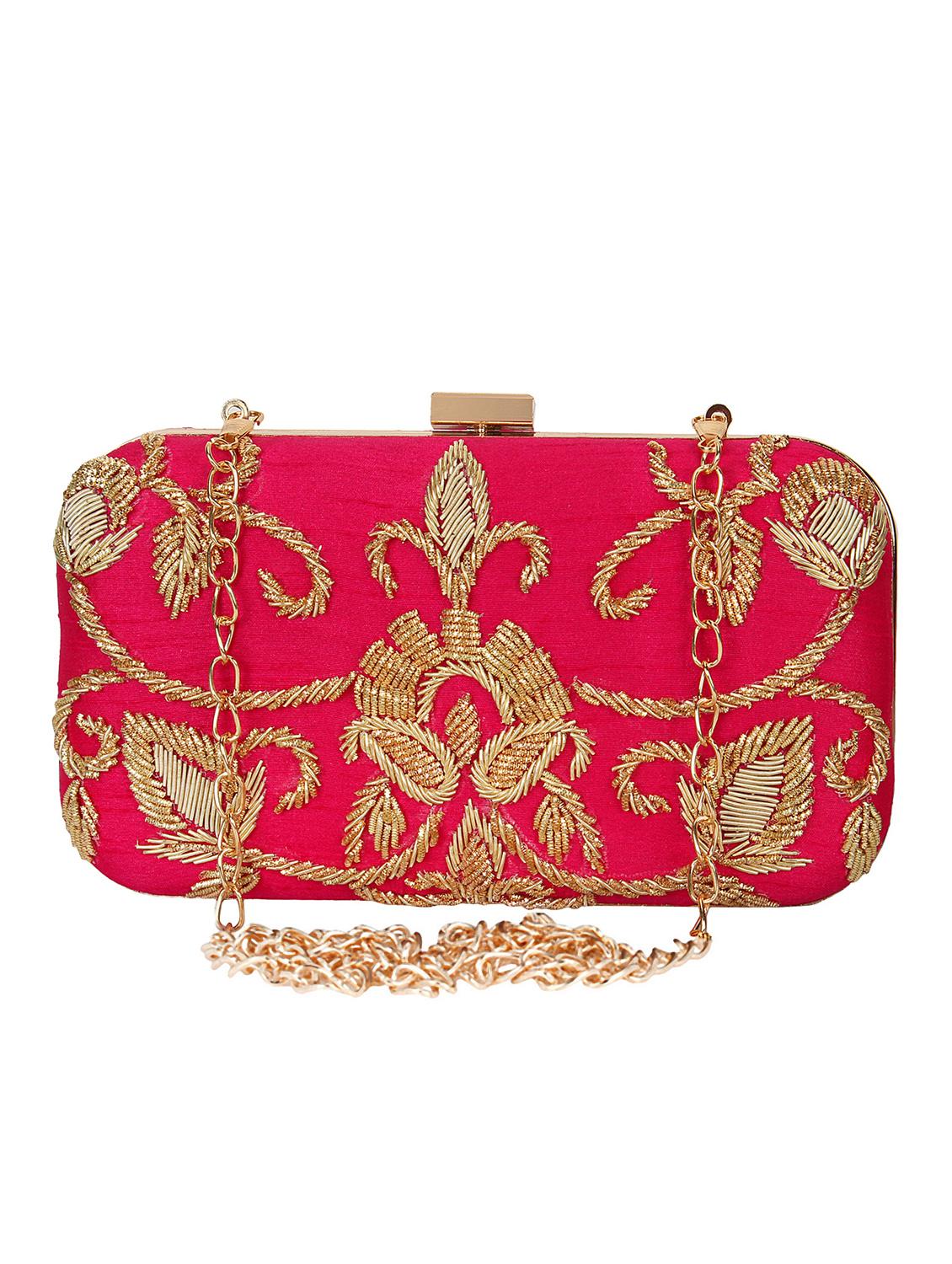 pink faux silk box clutch - 16672786 - Zoom Image - 1