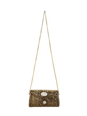 gold metal box clutch - 16672787 - Standard Image - 5