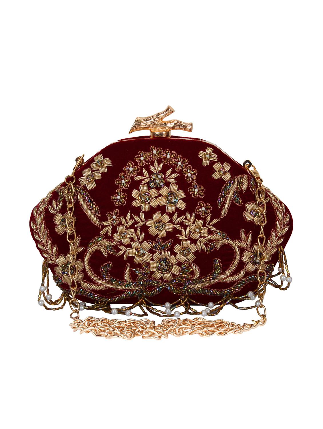 maroon velvet box clutch - 16672796 - Zoom Image - 1
