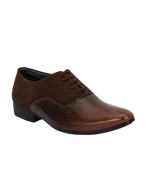 brown patent leather lace-up oxfords - 16672828 - Very Small Image - 1