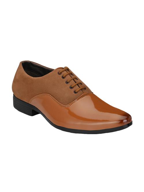 tan patent leather lace-up oxfords - 16672830 - Standard Image - 1