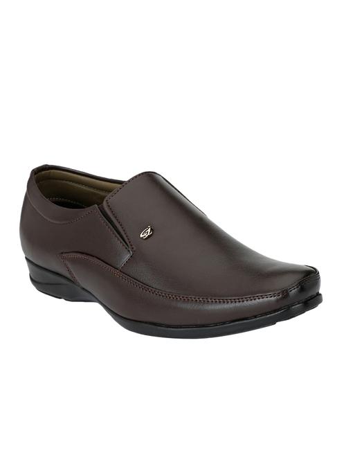 brown leatherette slip ons - 16672834 - Standard Image - 1