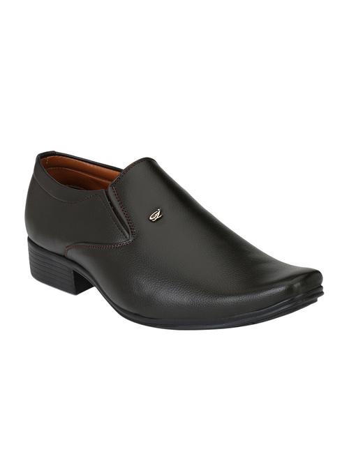 brown leatherette slip ons - 16672838 - Standard Image - 1