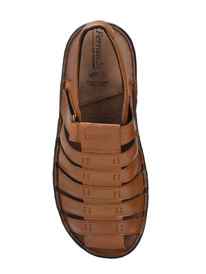 tan leather back strap sandals - 16672846 - Standard Image - 4