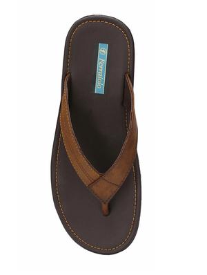 brown leatherette toe separator slippers - 16672849 - Standard Image - 4