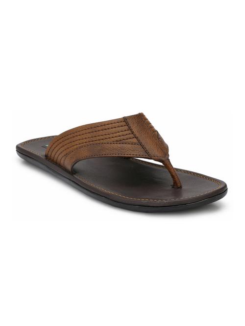 brown leatherette toe separator slippers - 16672850 - Standard Image - 1