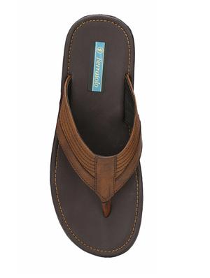brown leatherette toe separator slippers - 16672850 - Standard Image - 4