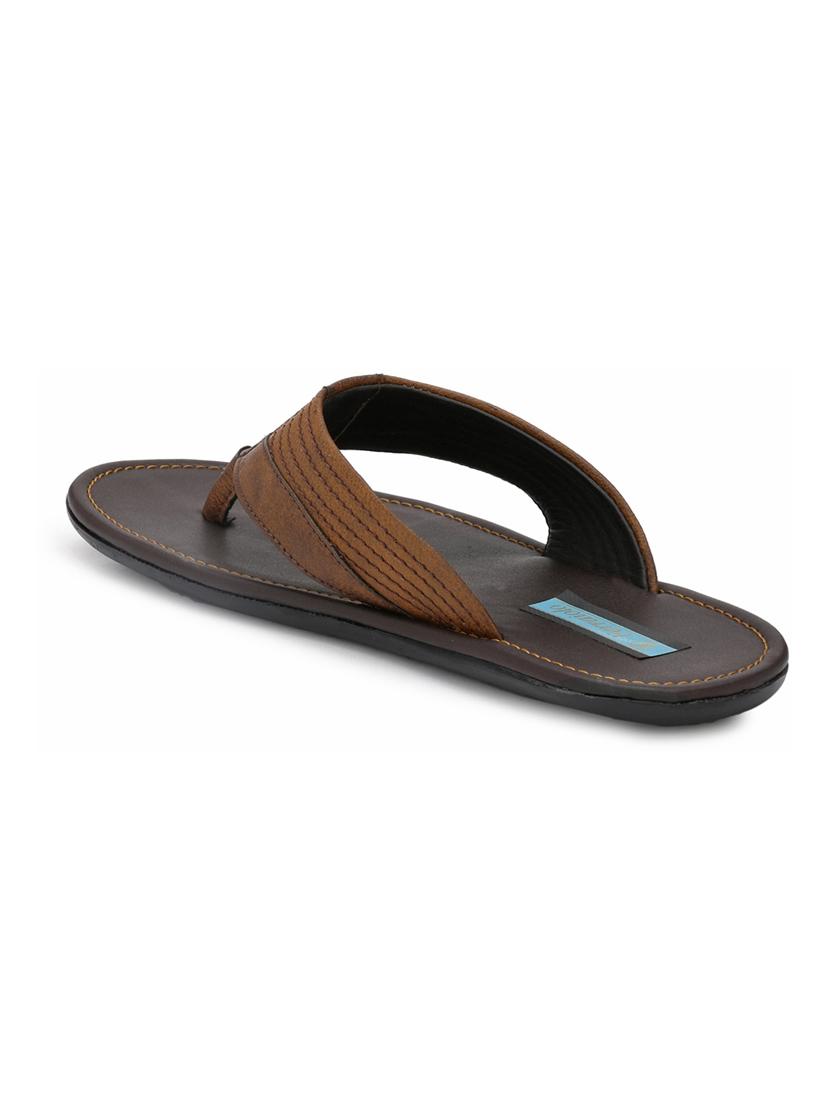 brown leatherette toe separator slippers - 16672850 - Zoom Image - 2